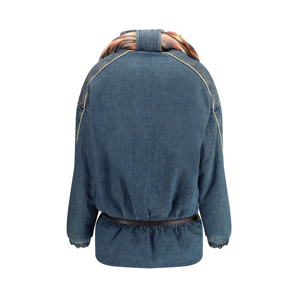 Blue Leather Denim Jacket - ventzia