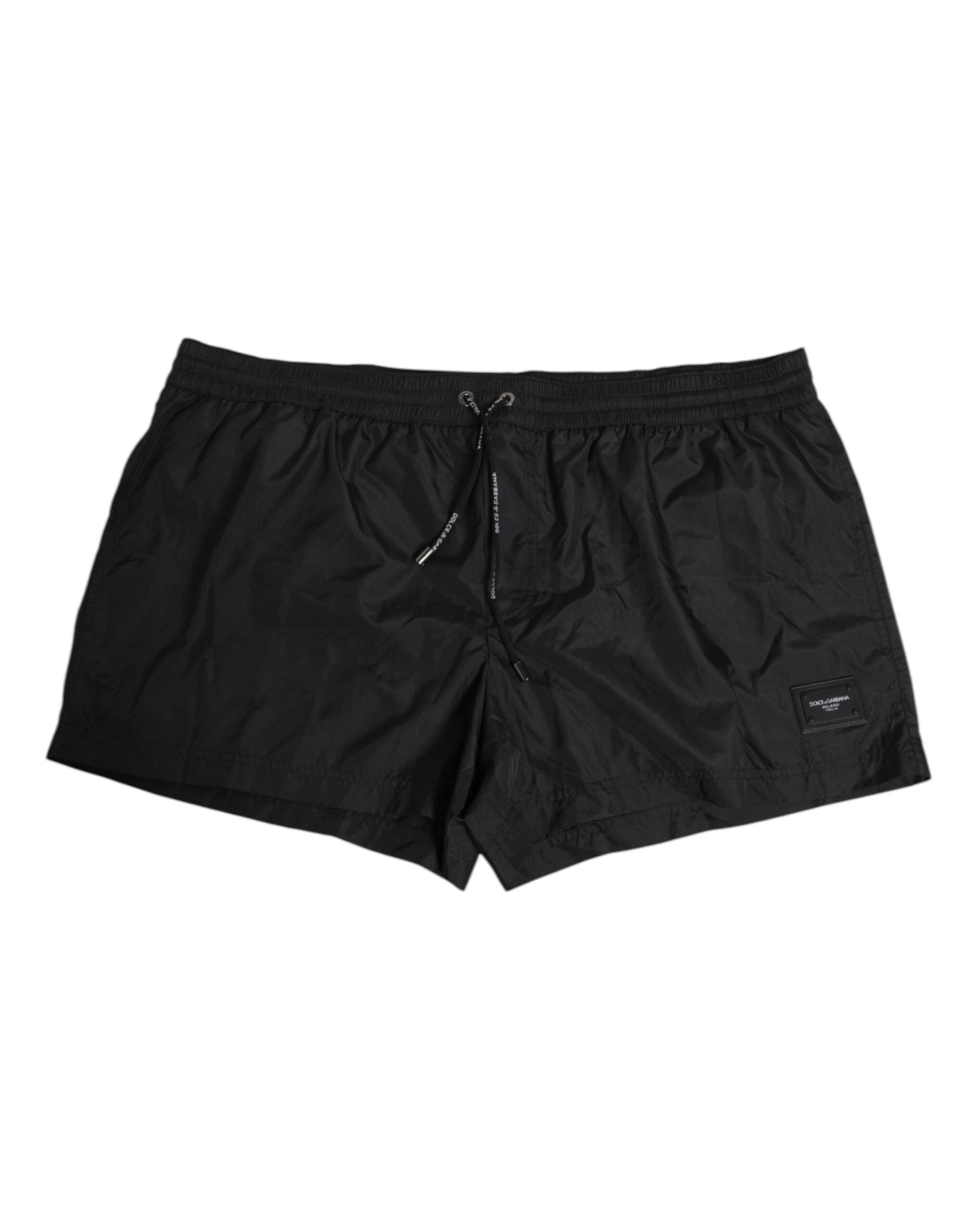 Black Logo Polyester Beachwear Shorts Swimwear - ventzia