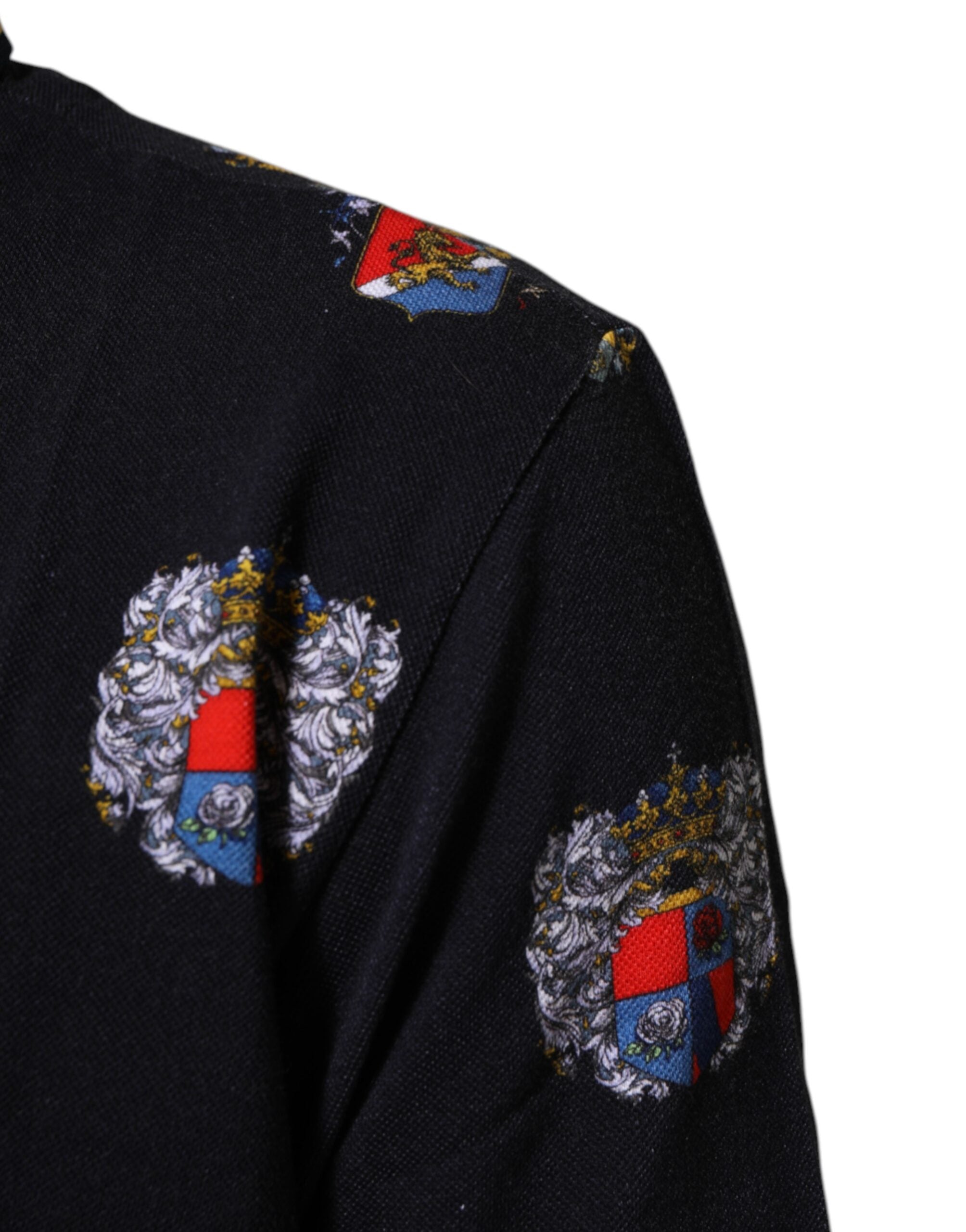 Blue Heraldic Crest Print Polo Shirt T-shirt - ventzia