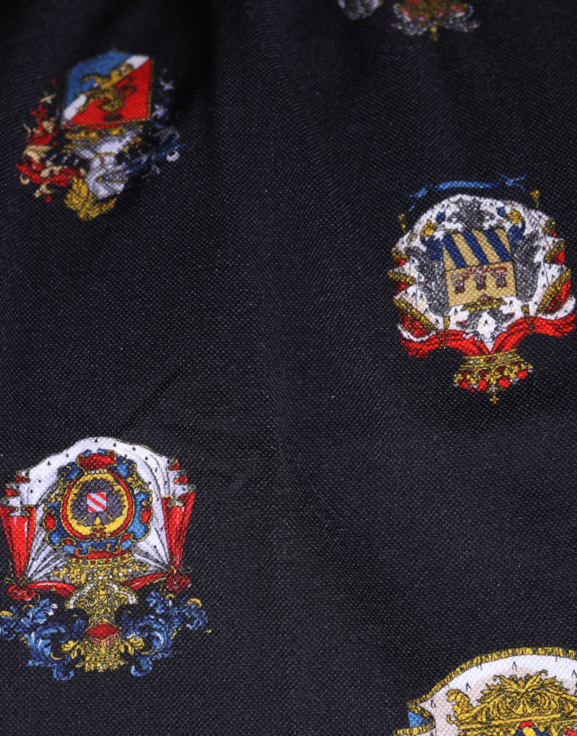 Blue Heraldic Crest Print Polo Shirt T-shirt - ventzia