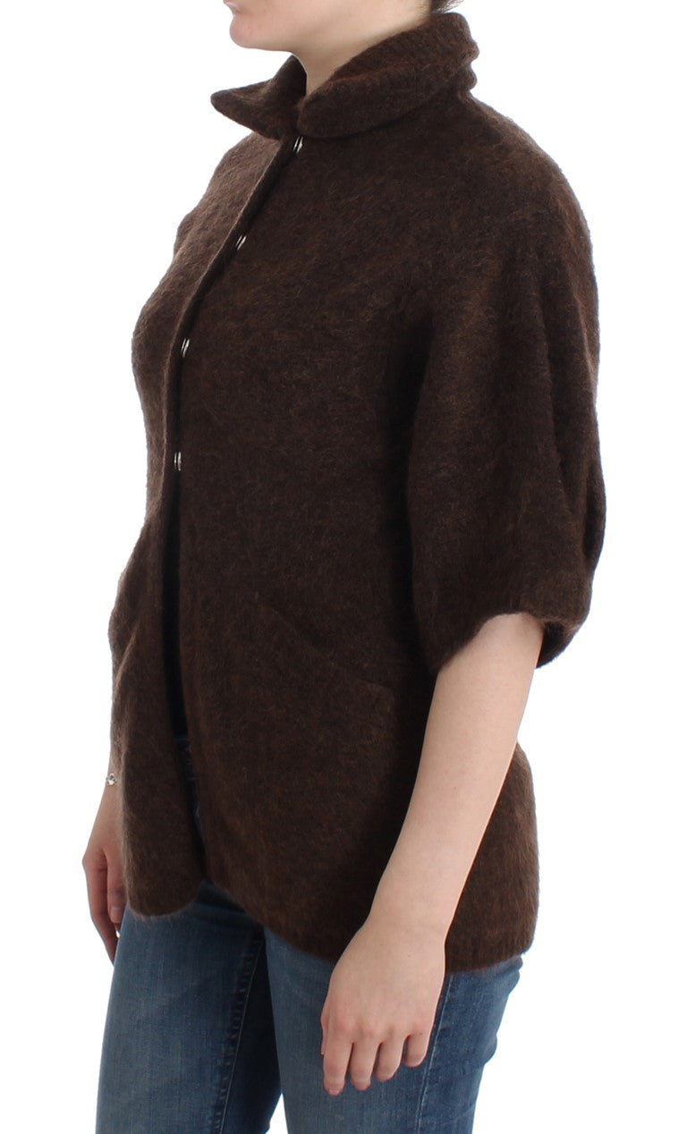 Elegant Short Sleeved Brown Cardigan - ventzia