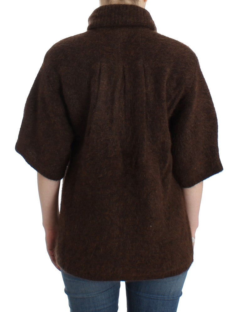 Elegant Short Sleeved Brown Cardigan - ventzia