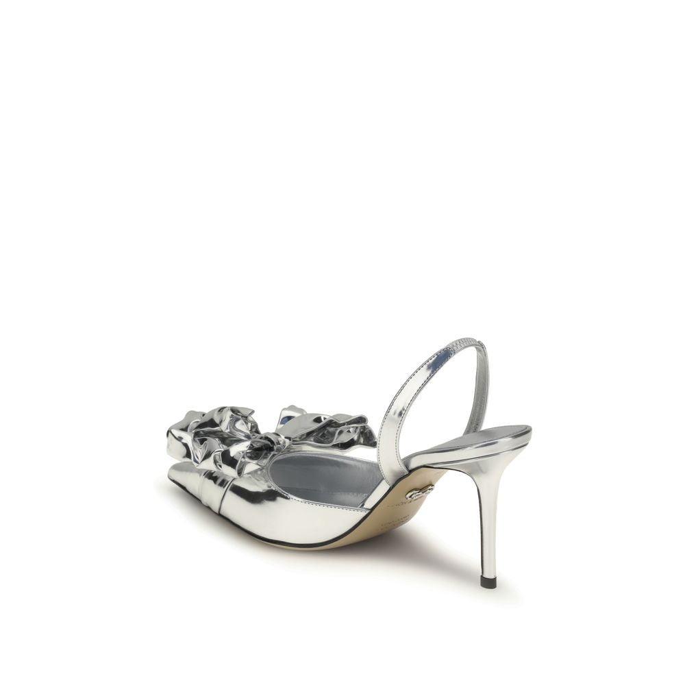 Silver Leather High Heel Pumps - ventzia