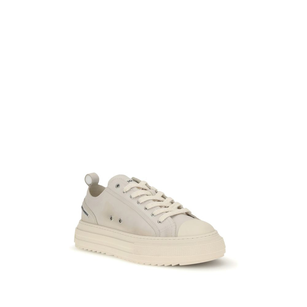 Cream Leather Platform Sneakers - ventzia