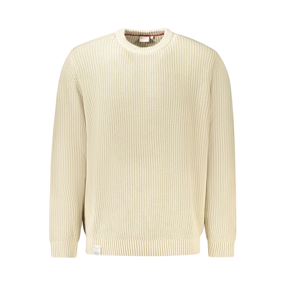 Beige Cotton Men Sweater - ventzia