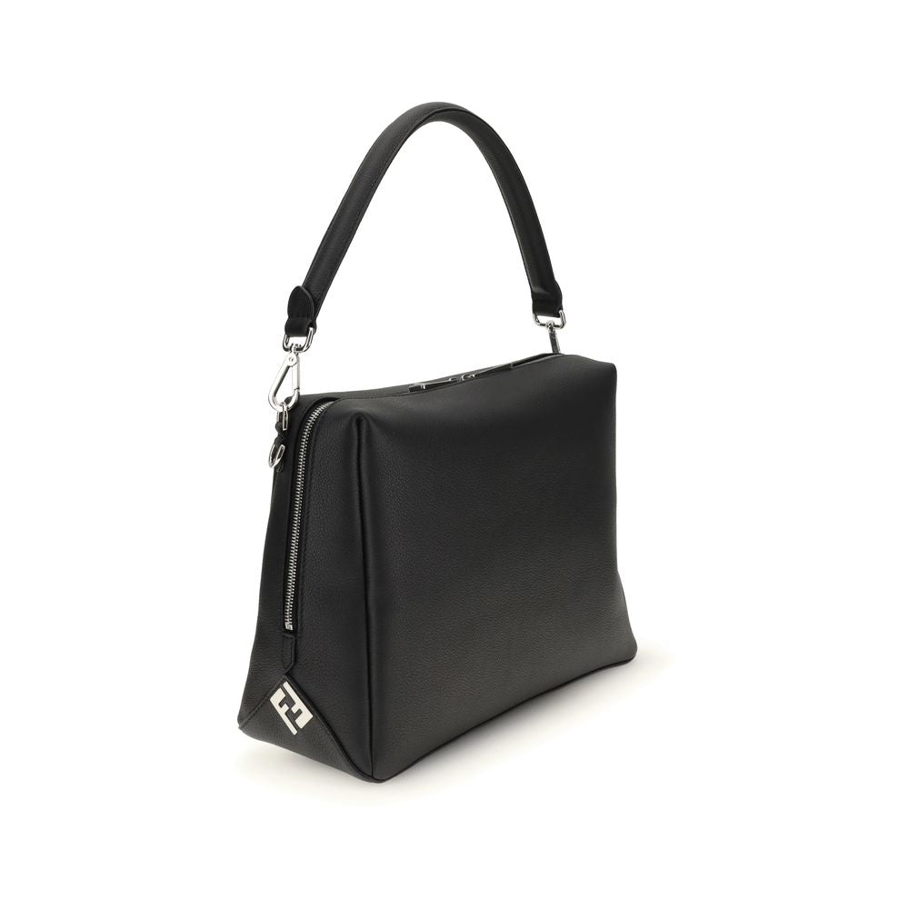 Black Calf Leather Bos Taurus Shoulder Bag - ventzia
