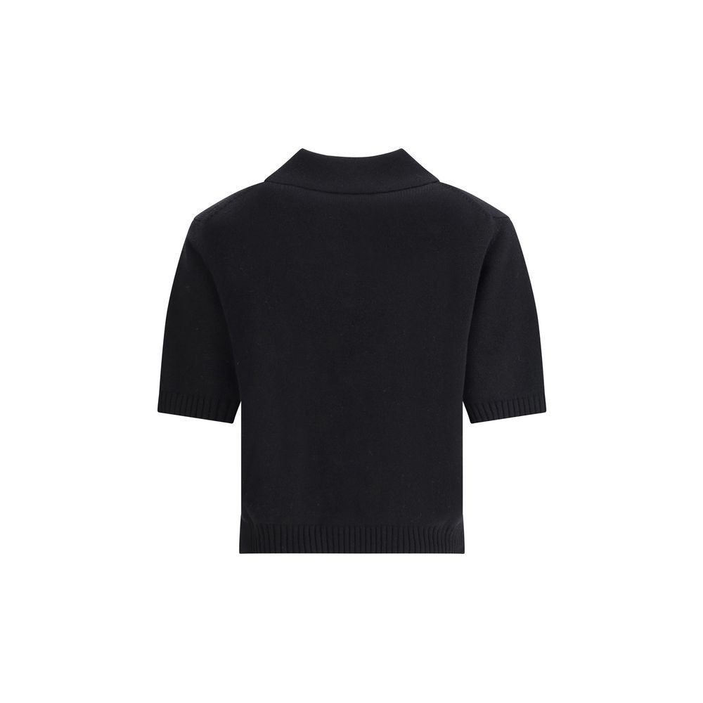 Black Wool Polo Shirt - ventzia