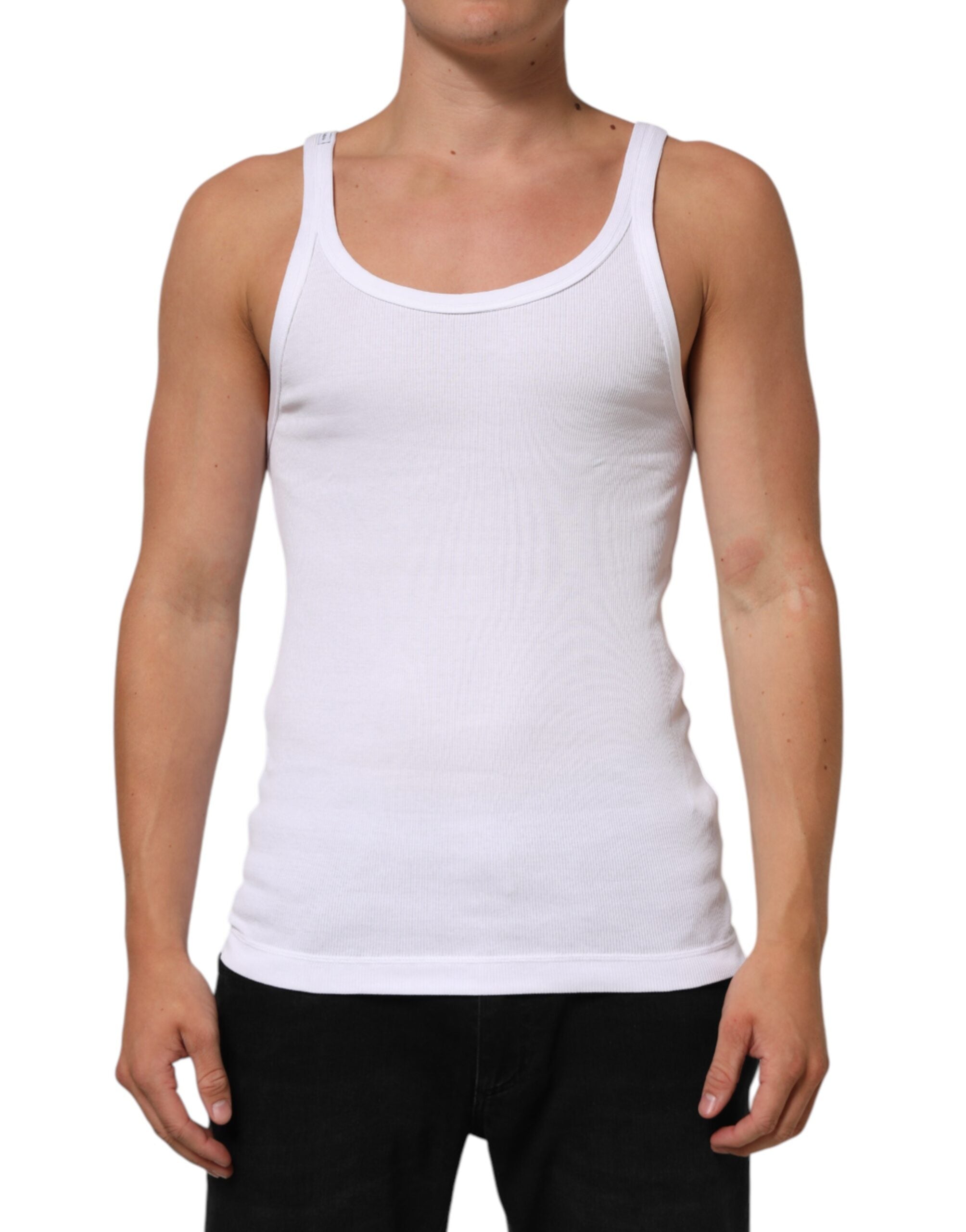 White Sleeveless Round Neck Tank Top T-shirt - ventzia