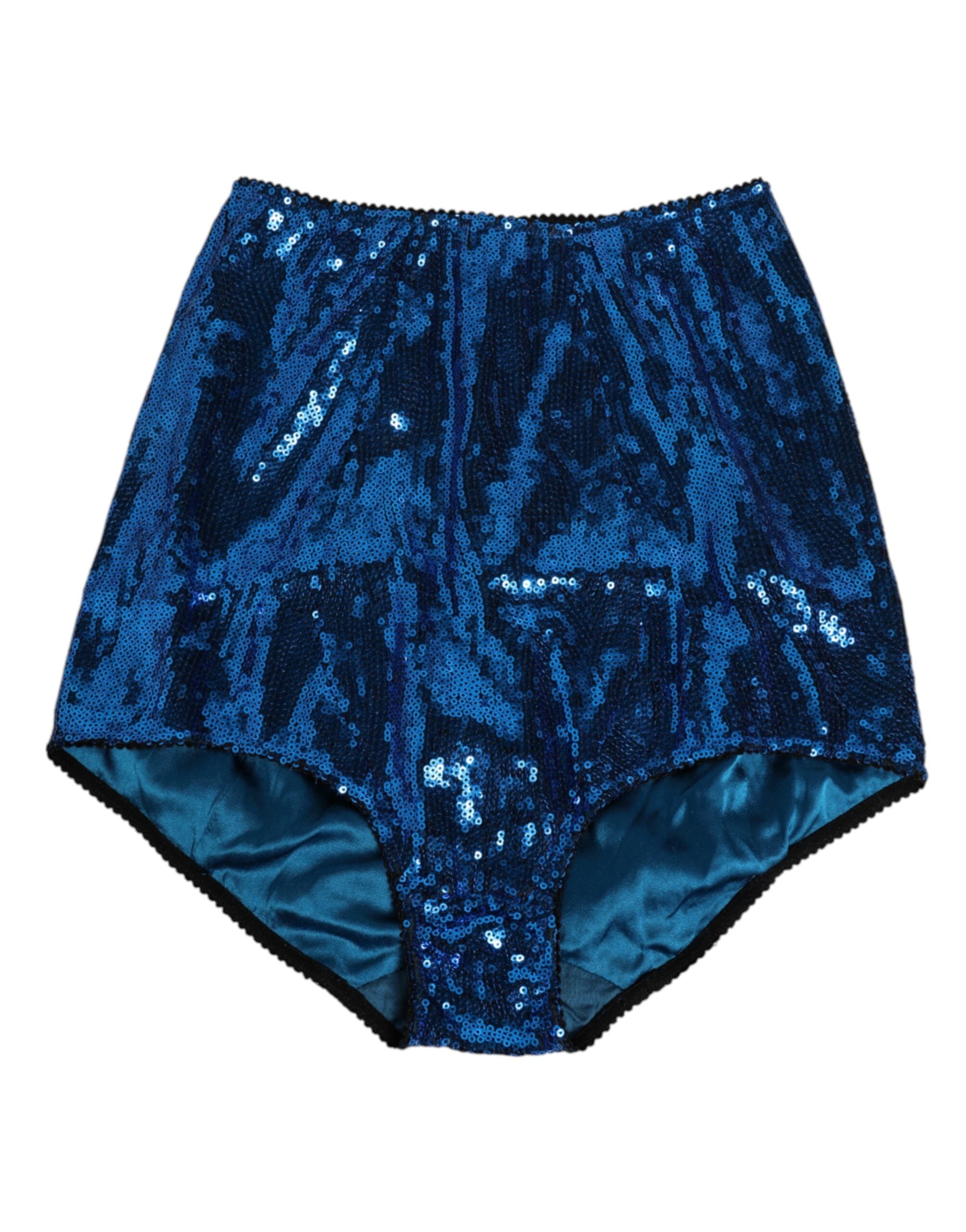 Blue Sequin Embellished High Waist Girdle Underwear - ventzia