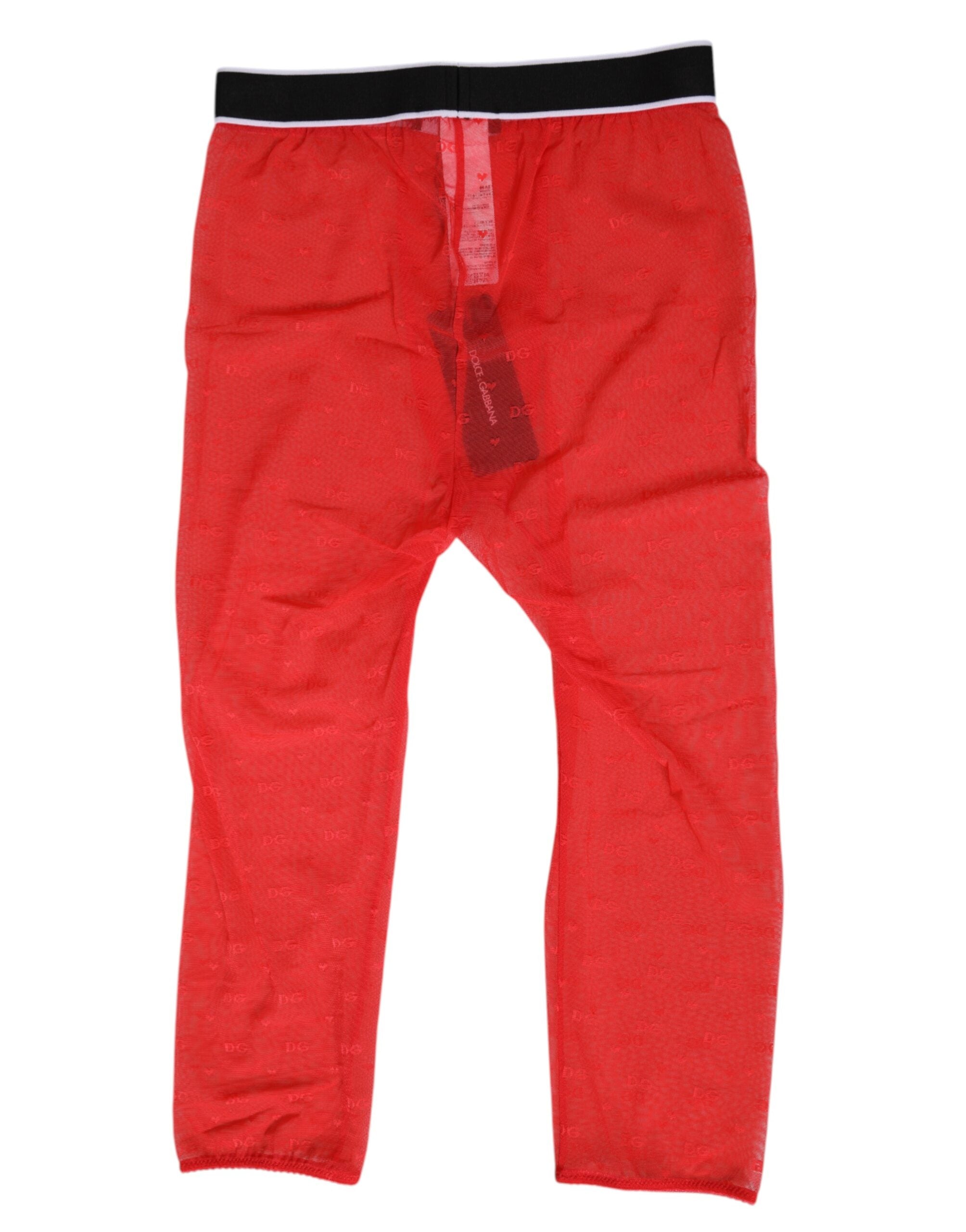 Red Logo Lace Tight Midi Trousers Underwear - ventzia