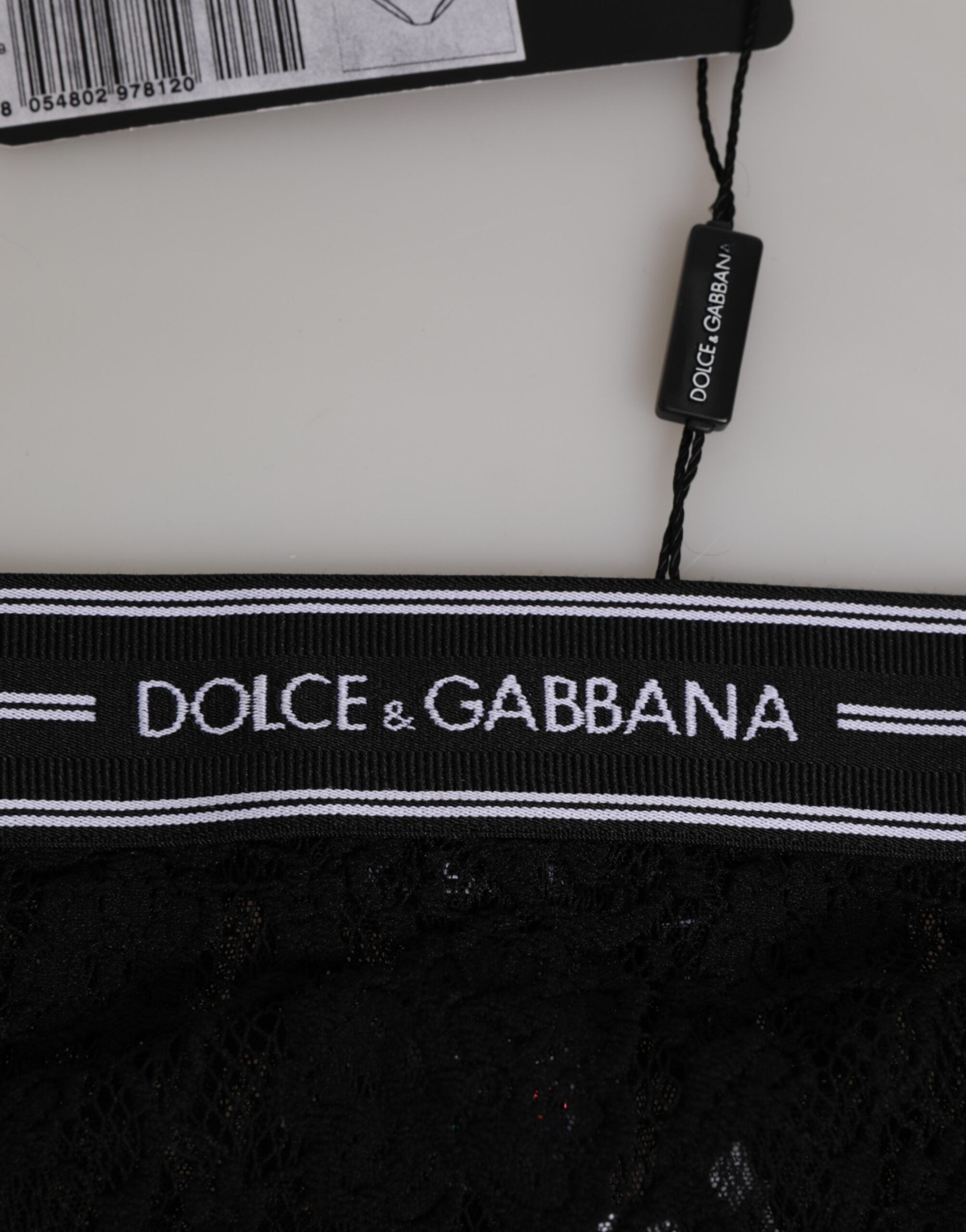 Black Lace Slip Brief Logo Waistband Underwear