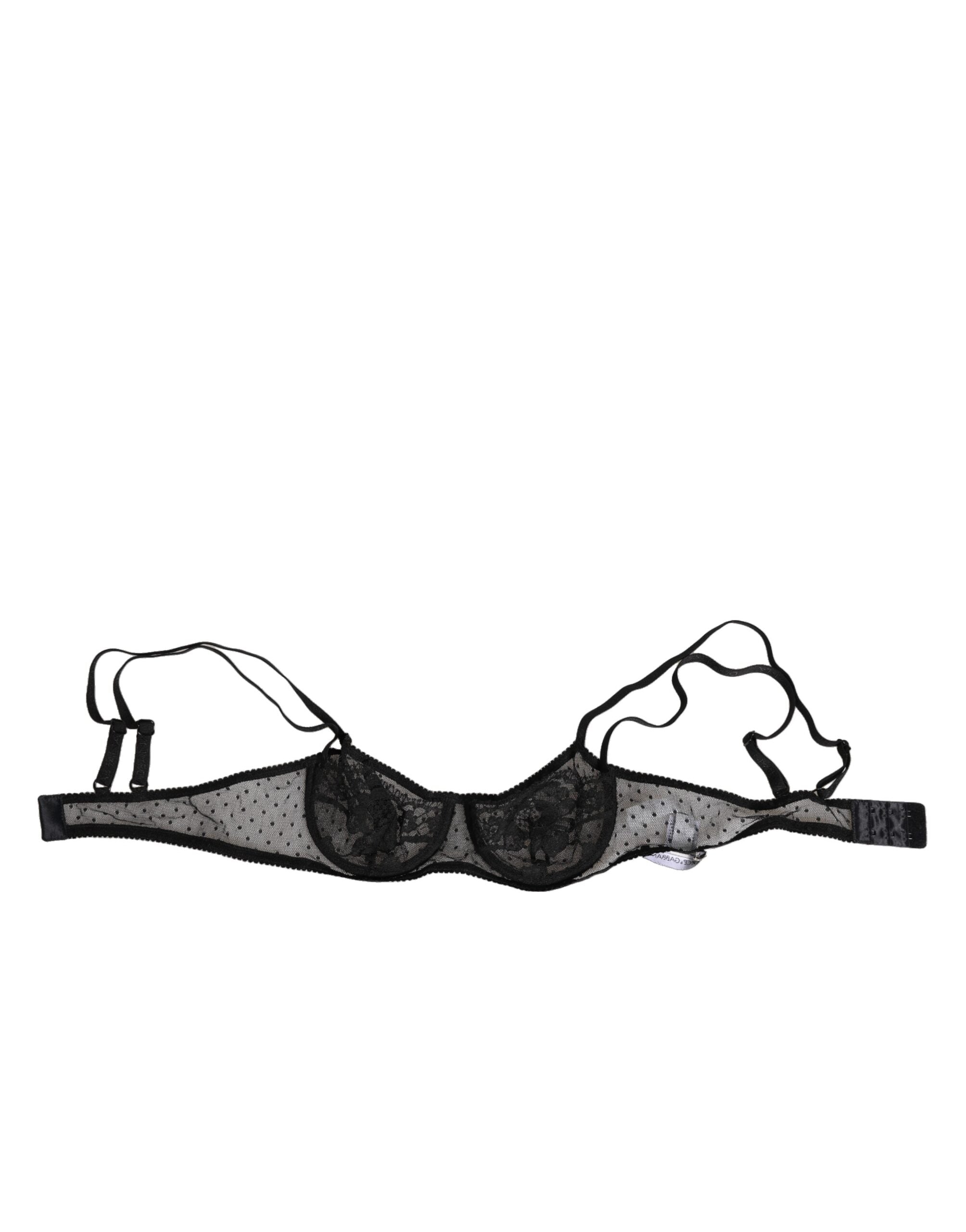 Black Floral Underwired Balconette Bra Underwear - ventzia