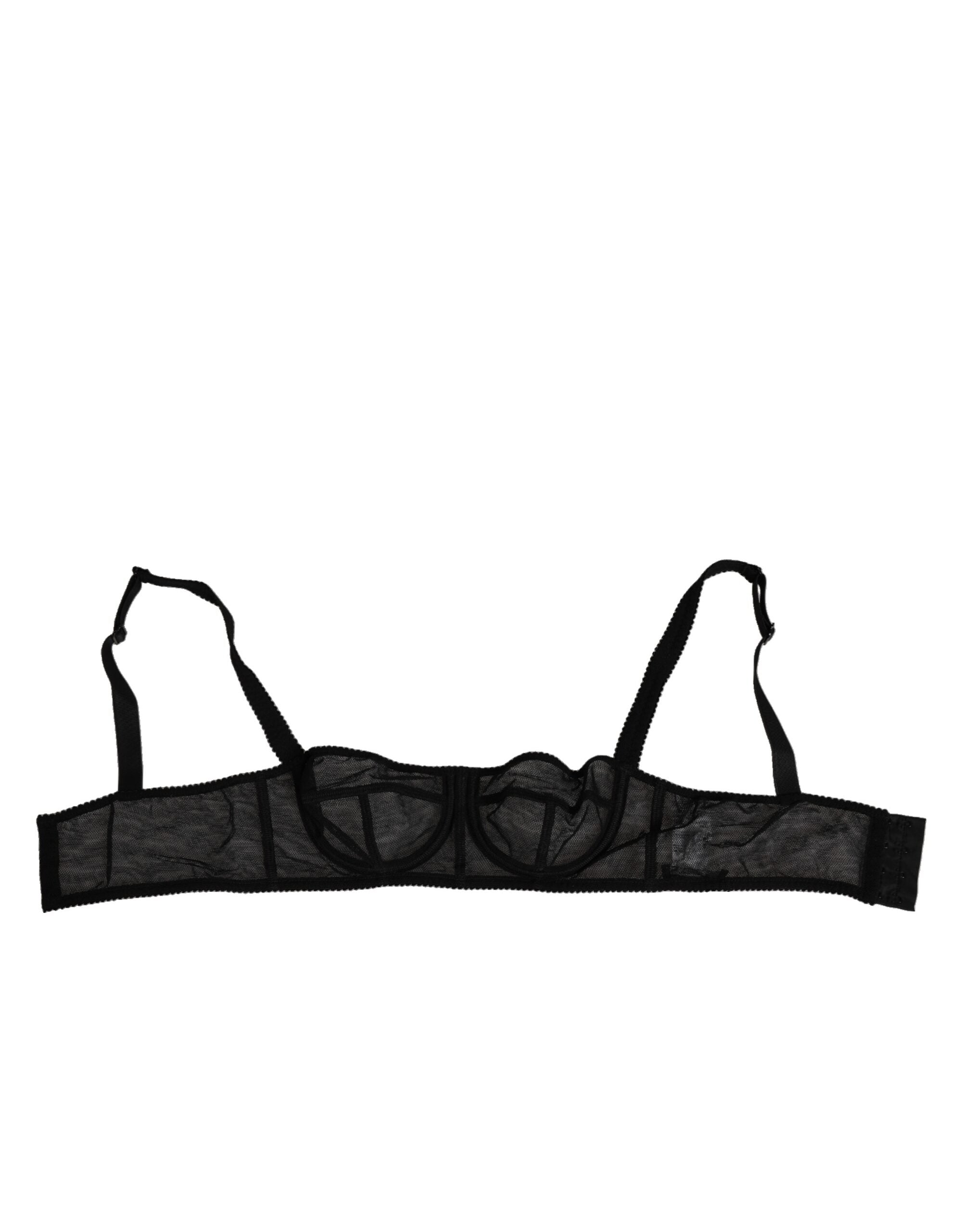 Black Floral Underwired Balconette Bra Underwear - ventzia