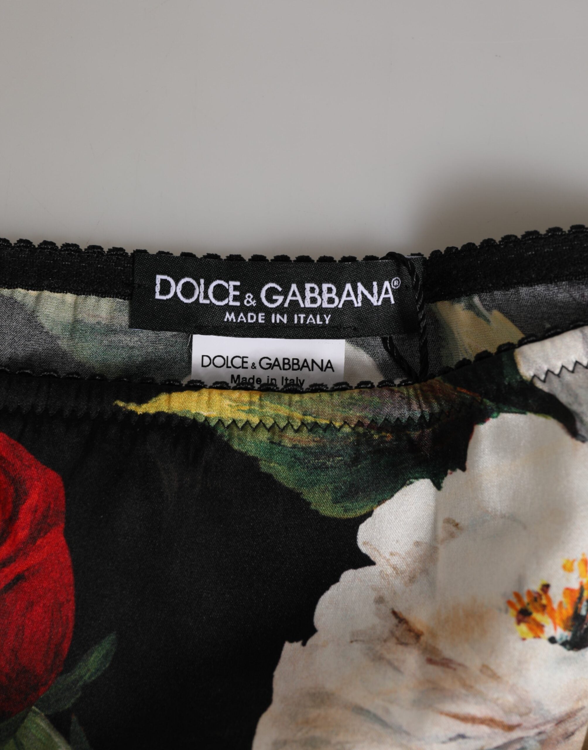 Black Floral Print Mid Waist Panty Underwear
