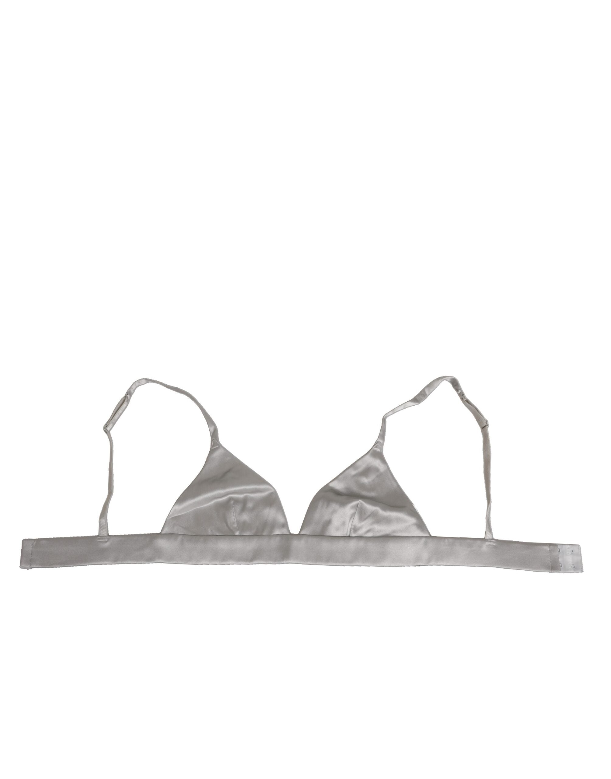 Gray Silk Satin Triangle Soft Cup Bra Underwear - ventzia