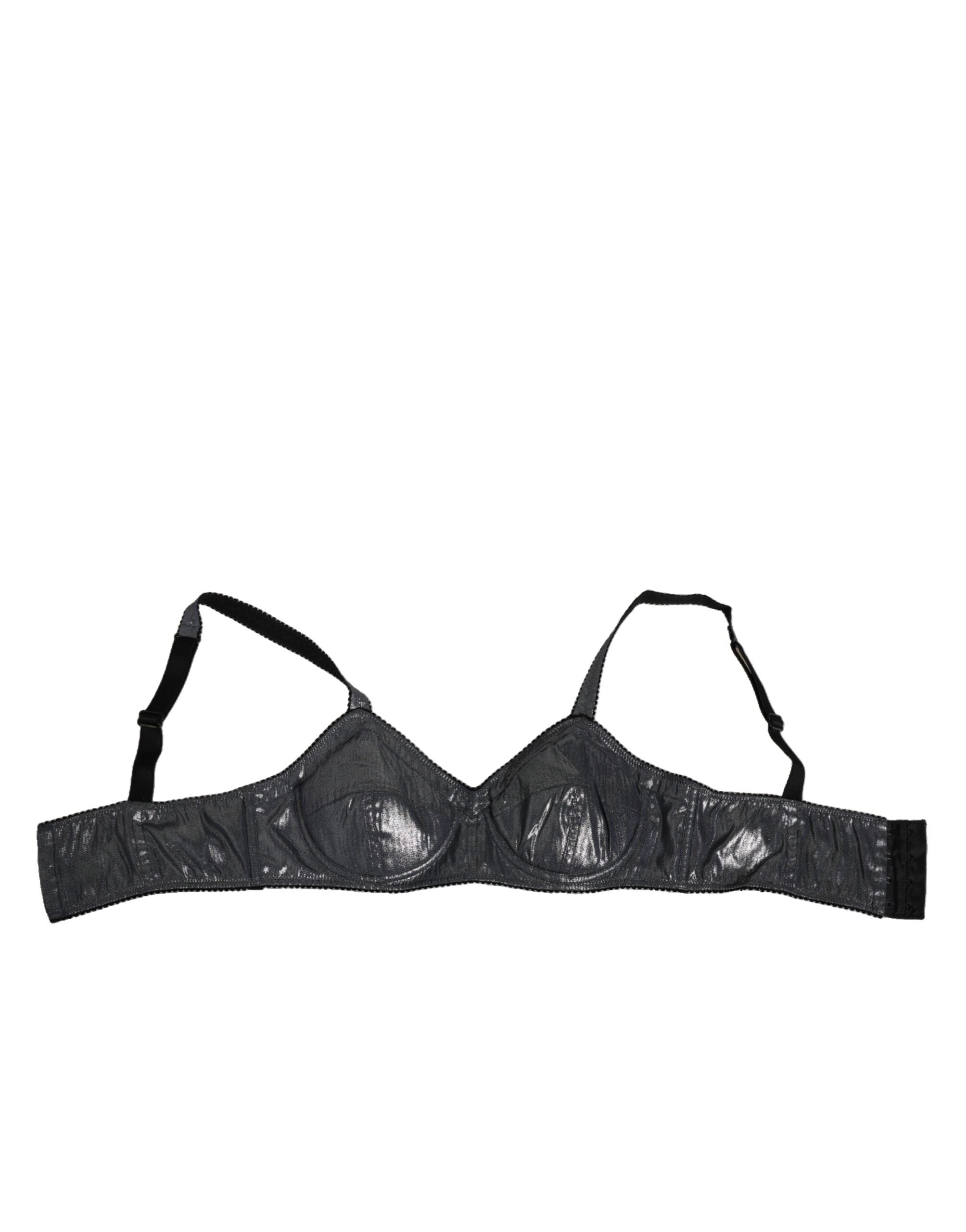 Dark Gray Silk Stretch Balconcino Bra Underwear - ventzia