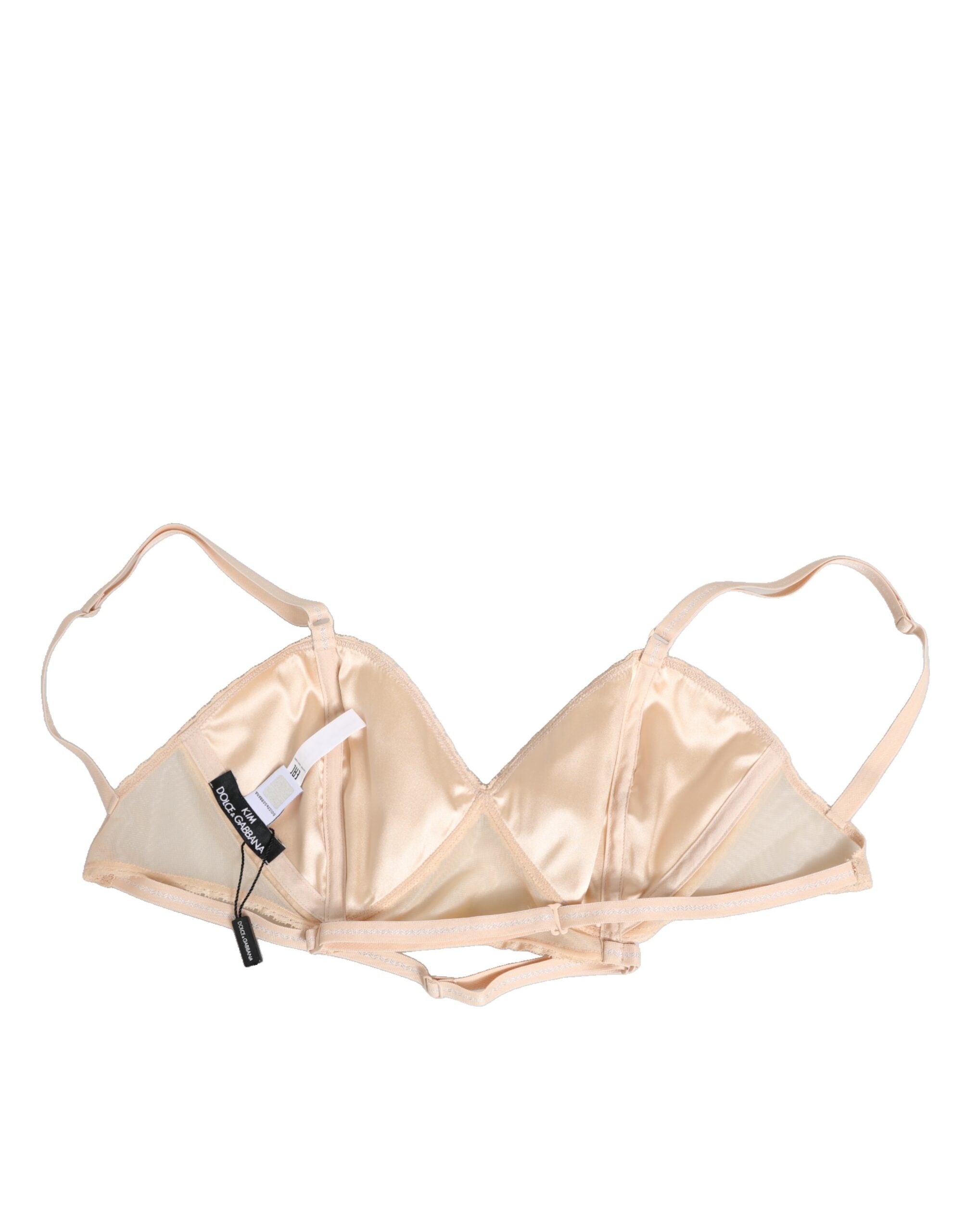 Beige Nylon Triangle Soft Cup Brassiere Underwear - ventzia