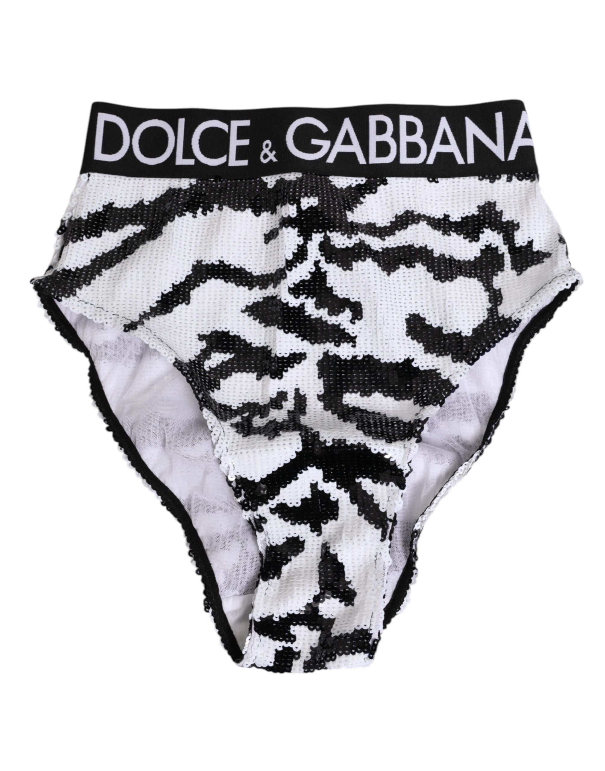 Black White Sequin High Waist Panty Underwear - ventzia