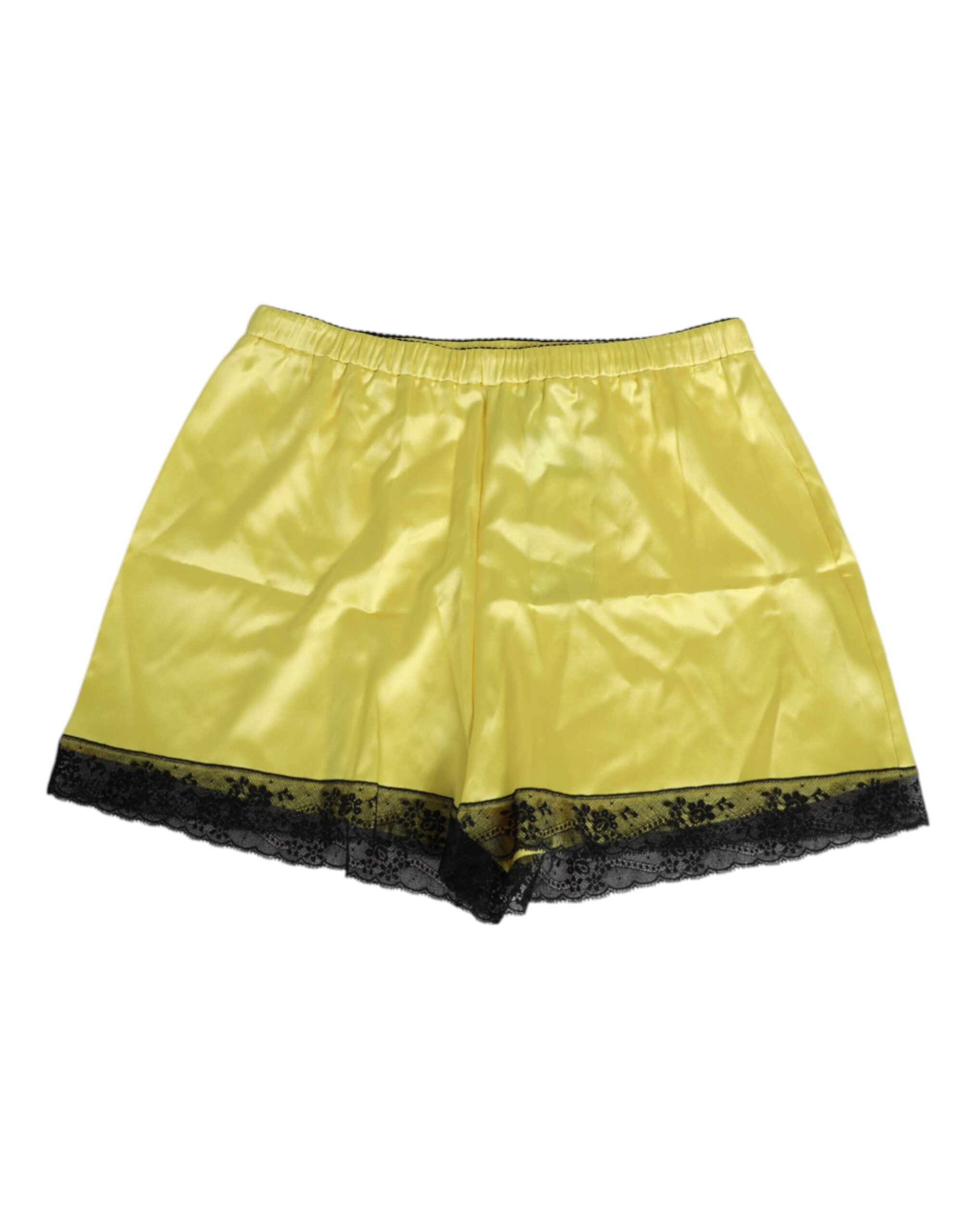 Yellow Satin Silk Mid Waist Underwear Shorts - ventzia