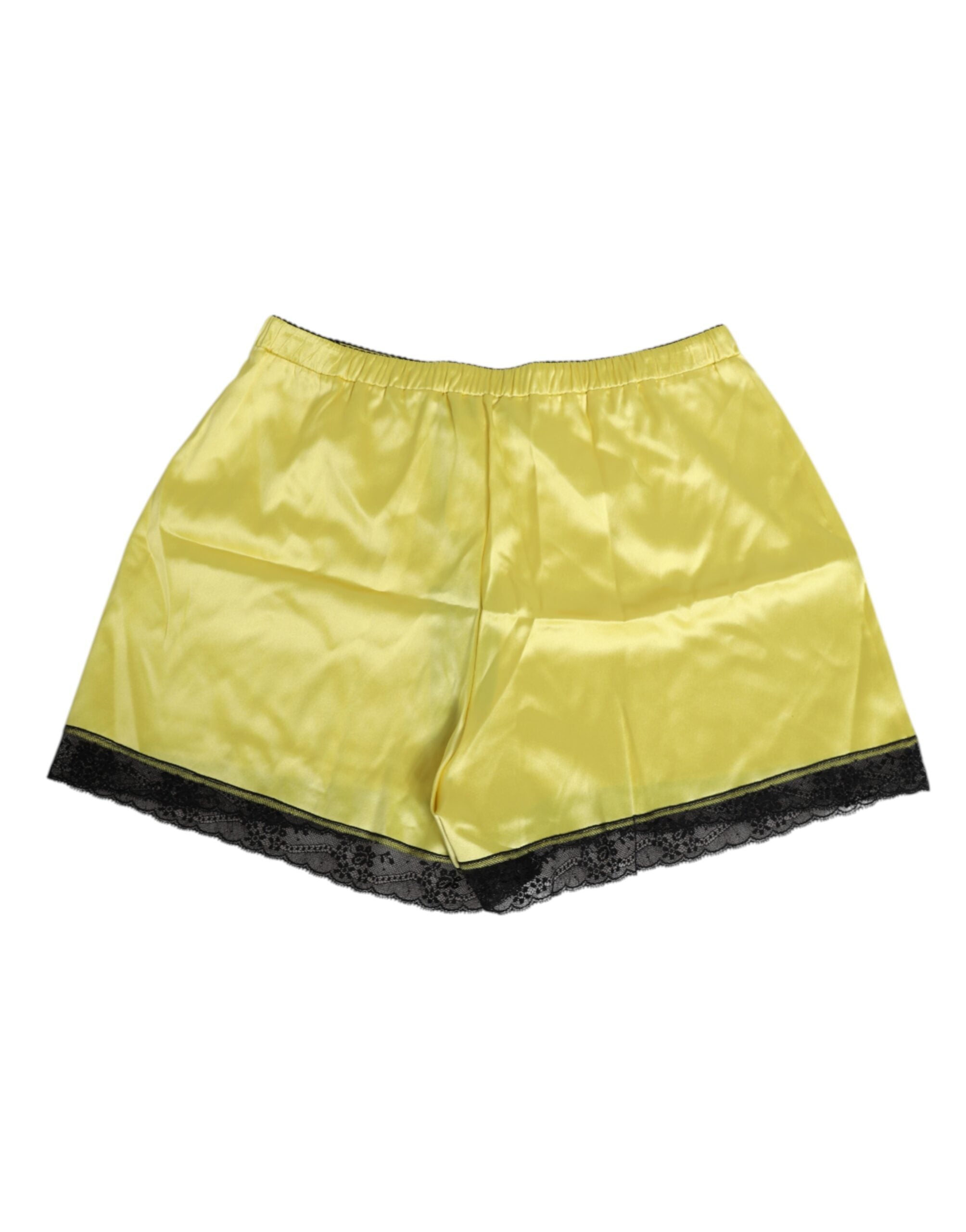 Yellow Satin Silk Mid Waist Underwear Shorts - ventzia