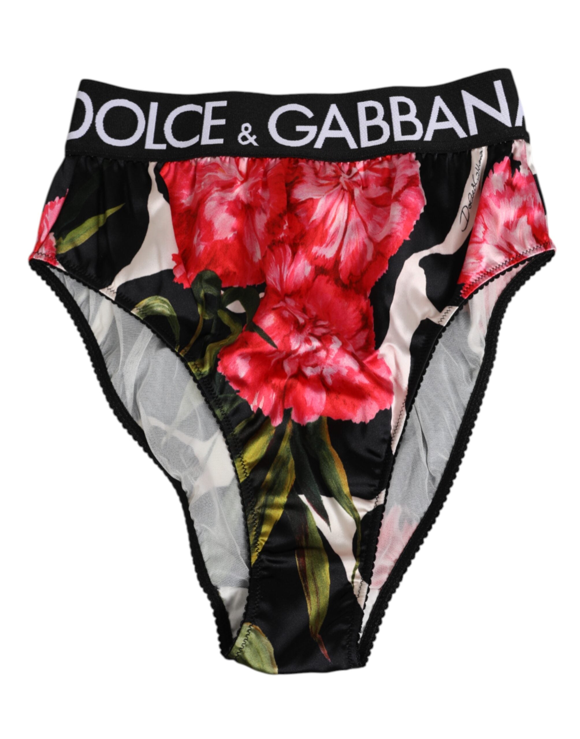 Black Floral Print High Waist Panty Underwear - ventzia