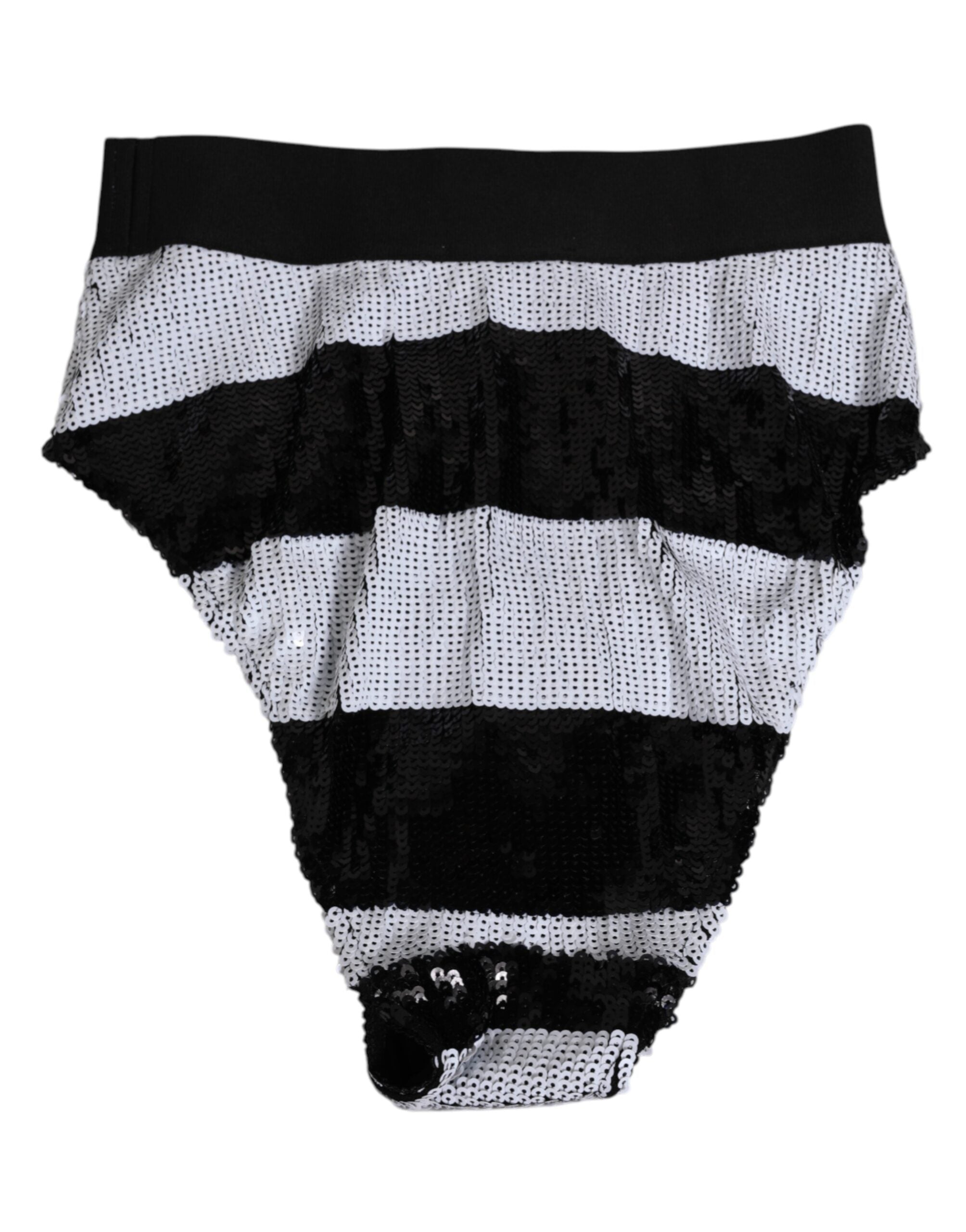 Black White Sequin High Waist Panty Underwear - ventzia