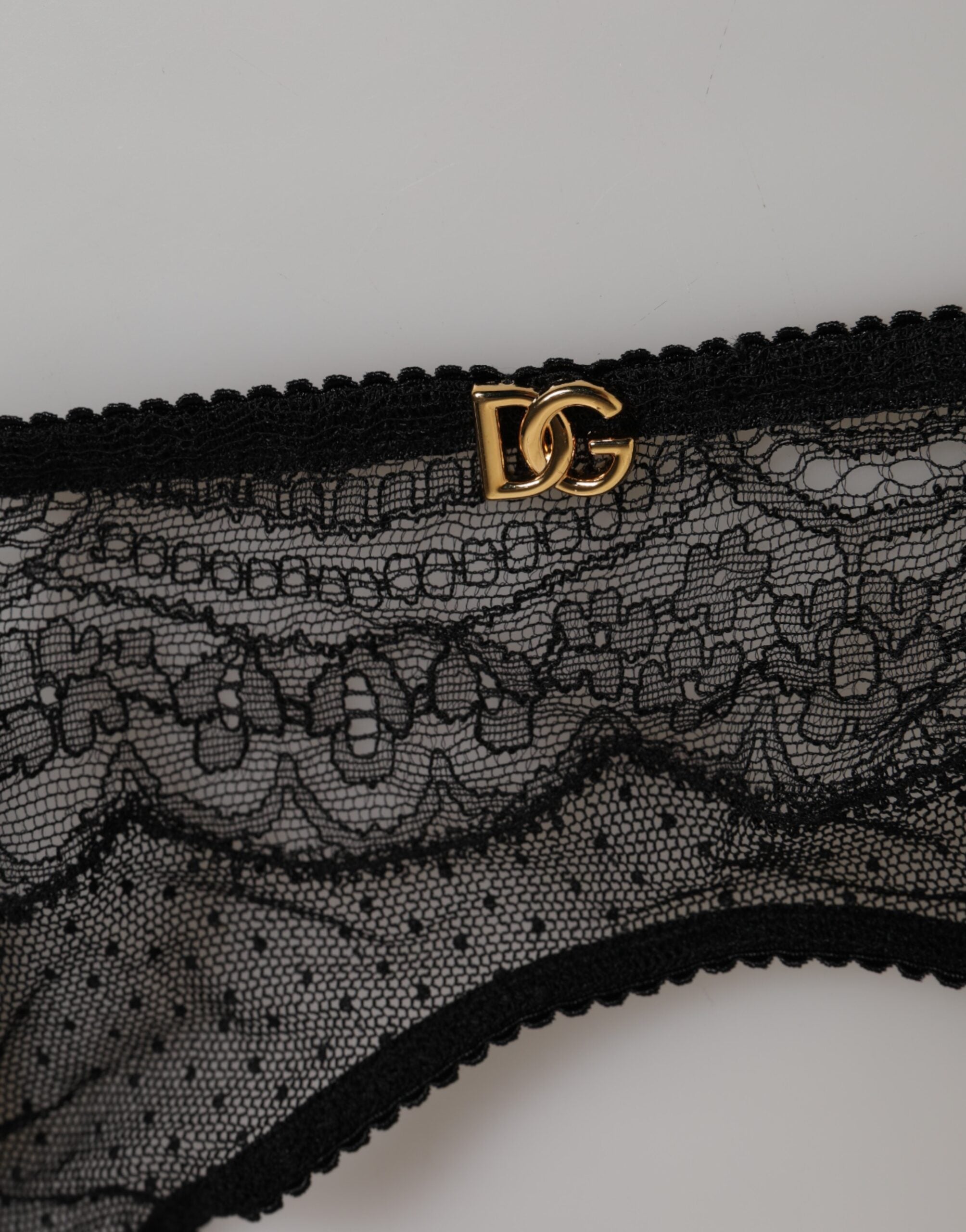 Black Floral Lace Nylon Strap Garter Underwear - ventzia