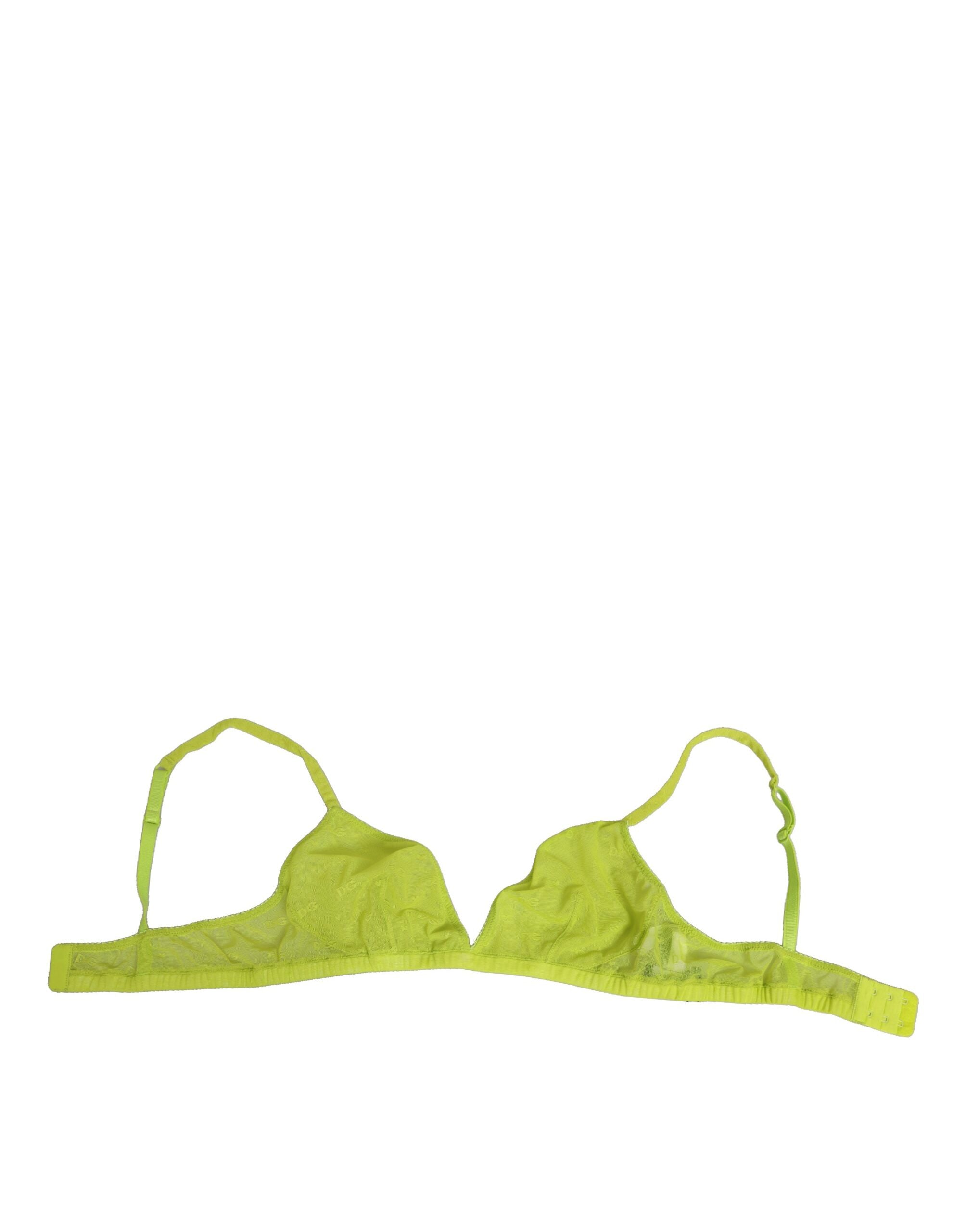 Yellow Green Nylon Soft Cup Brassiere Underwear - ventzia