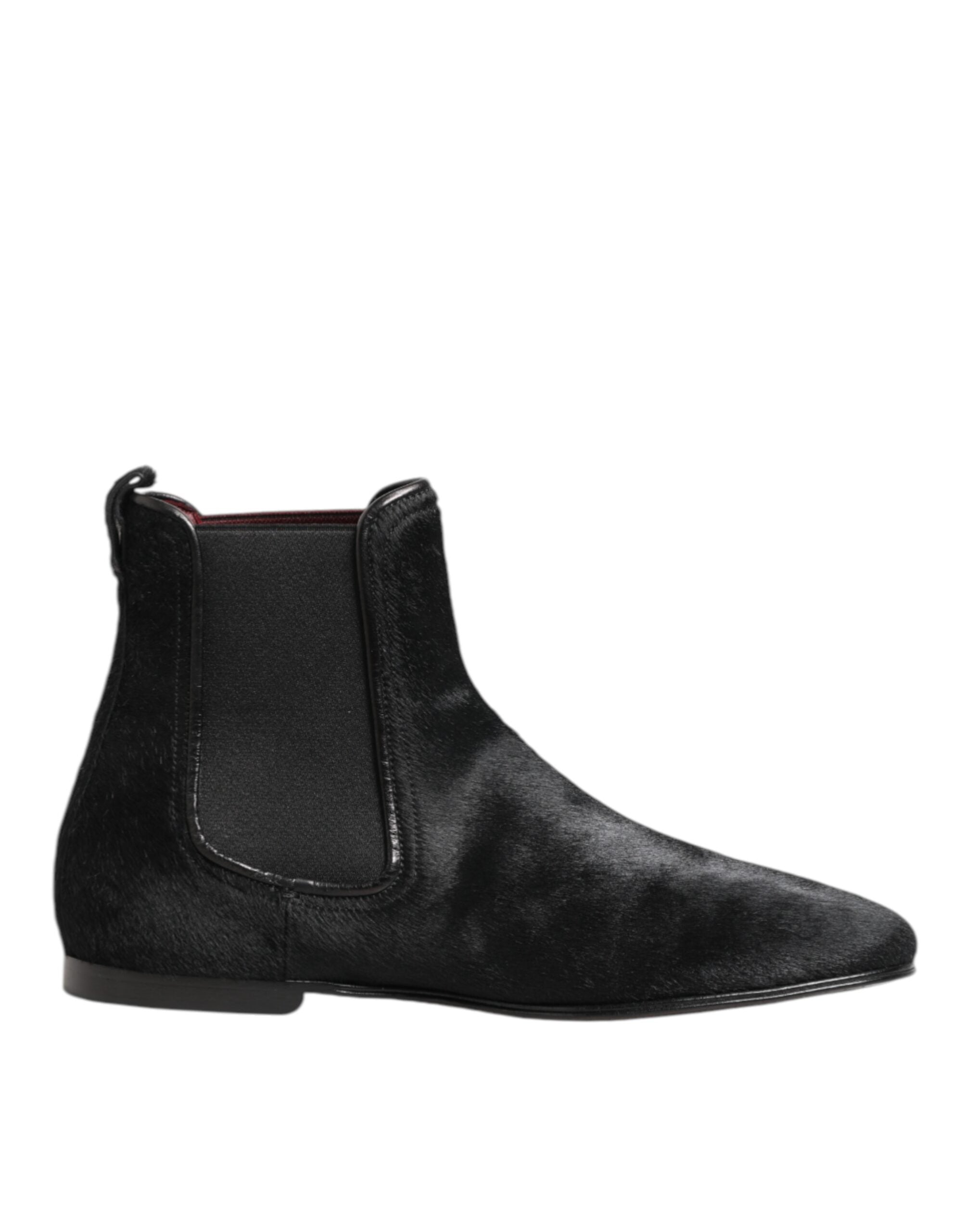 Black Leather Fur Men CHELSEA Boots Shoes - ventzia