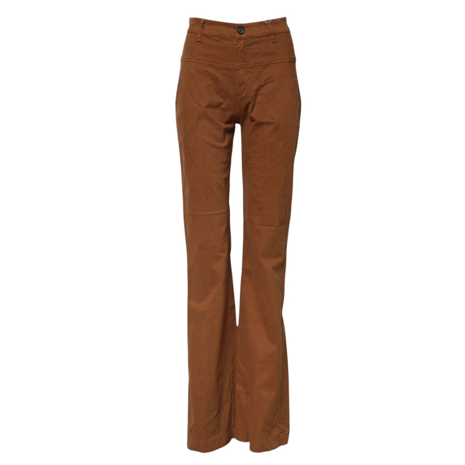 Brown High Waisted Flared Cut Pants - ventzia