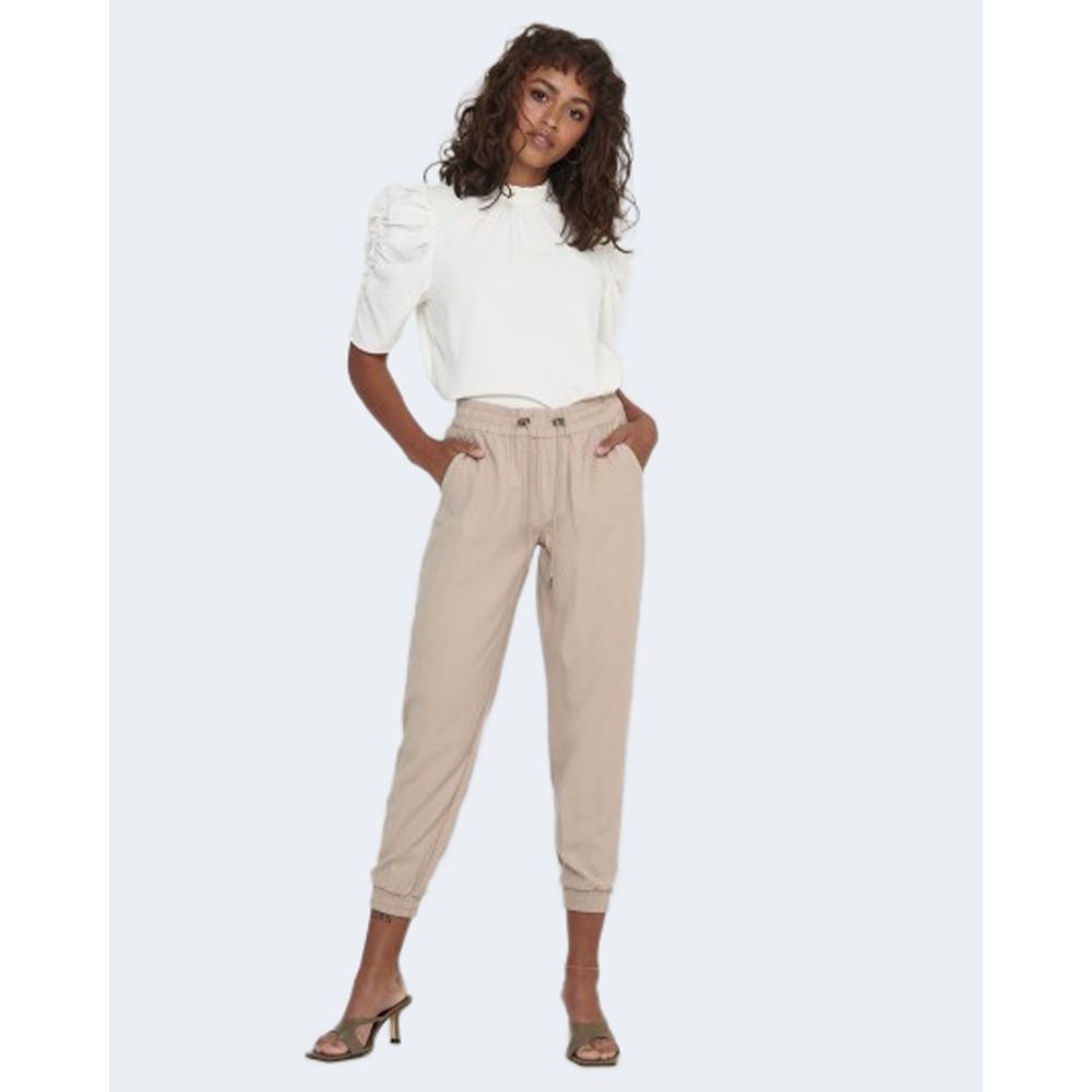 Beige Viscose Casual Pants - ventzia