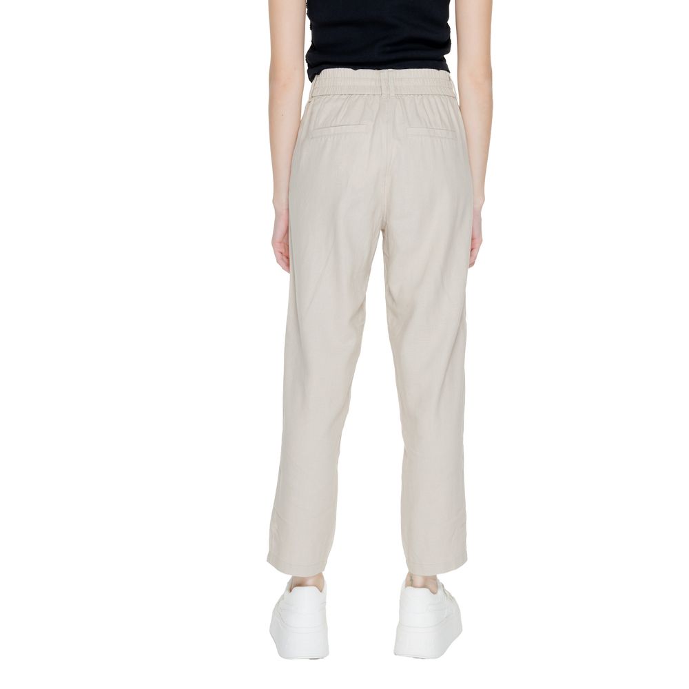Beige Linen Casual Pants - ventzia