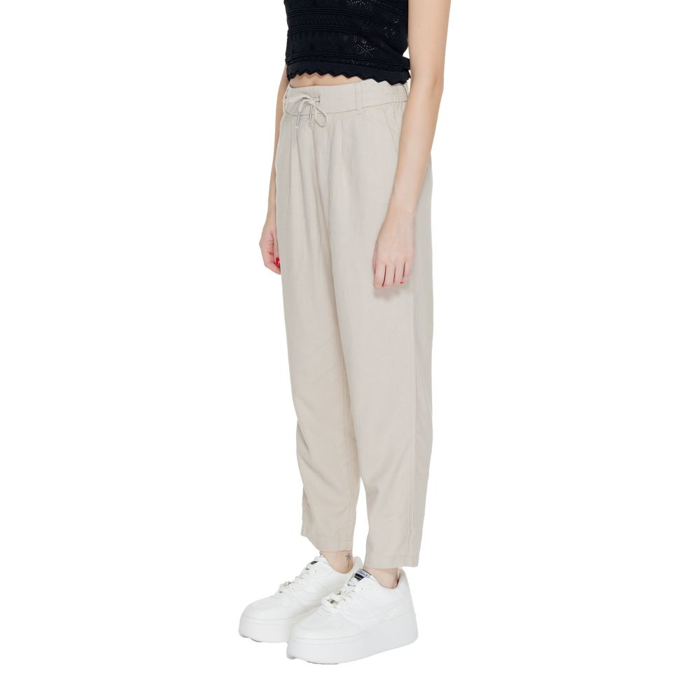 Beige Linen Casual Pants - ventzia