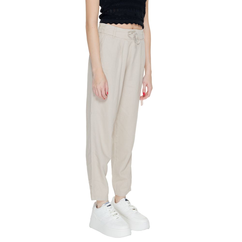 Beige Linen Casual Pants - ventzia