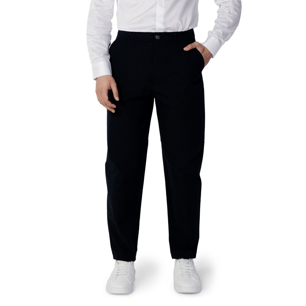 Blue Cotton Casual Pants - ventzia