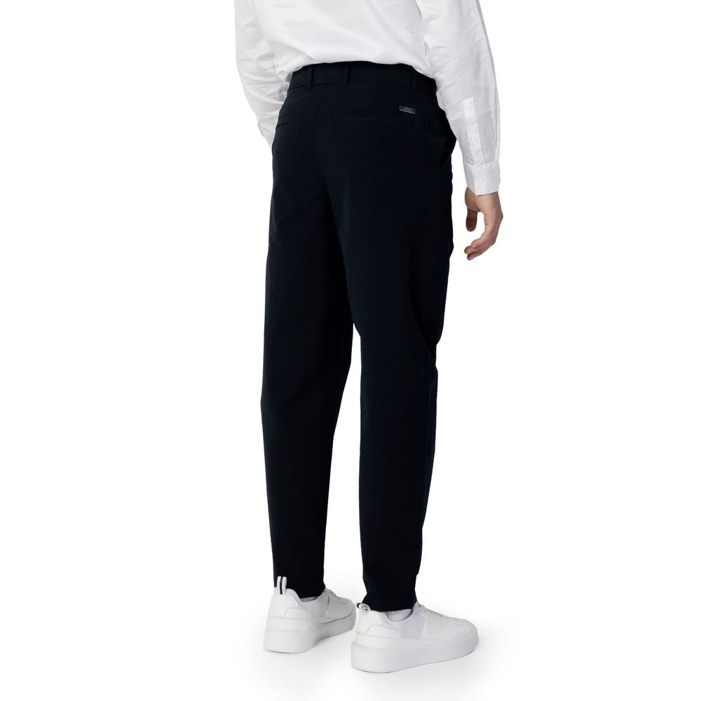 Blue Cotton Casual Pants - ventzia