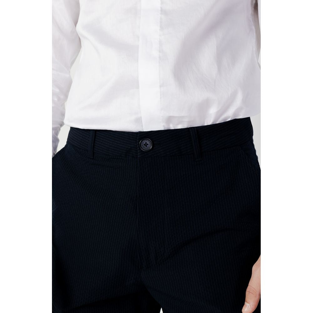 Blue Cotton Casual Pants - ventzia