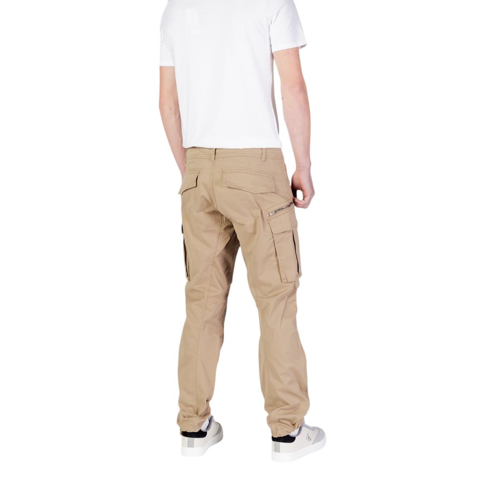 Beige Cotton Relaxed Fit Jeans - ventzia