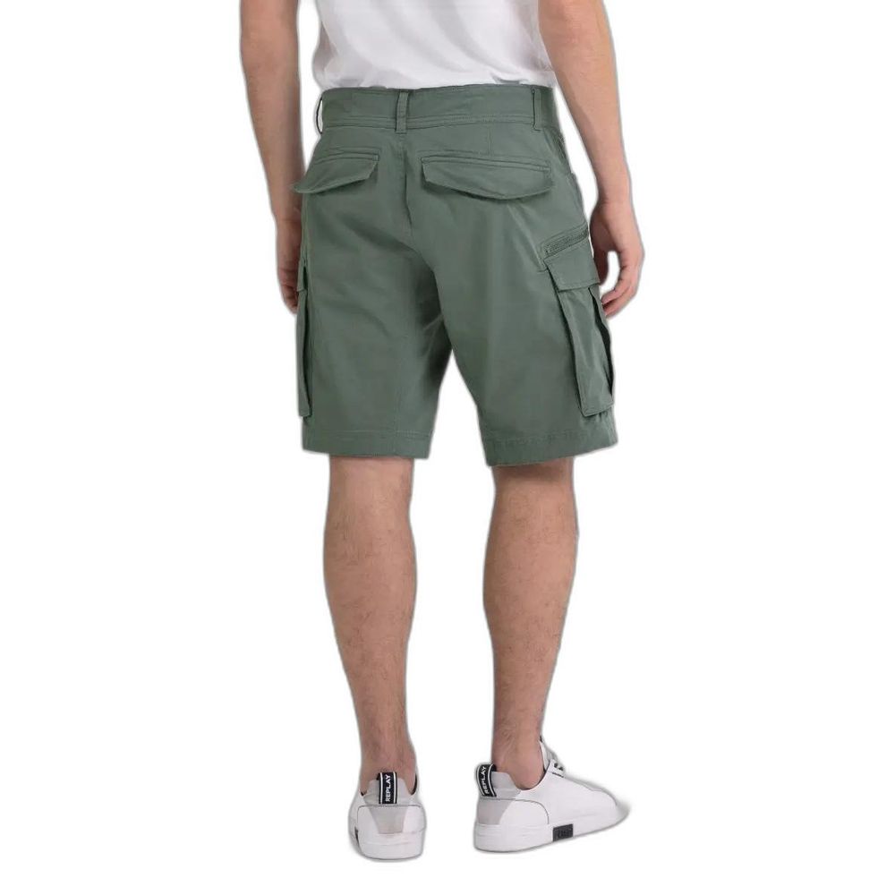 Green Cotton Bermuda Shorts - ventzia