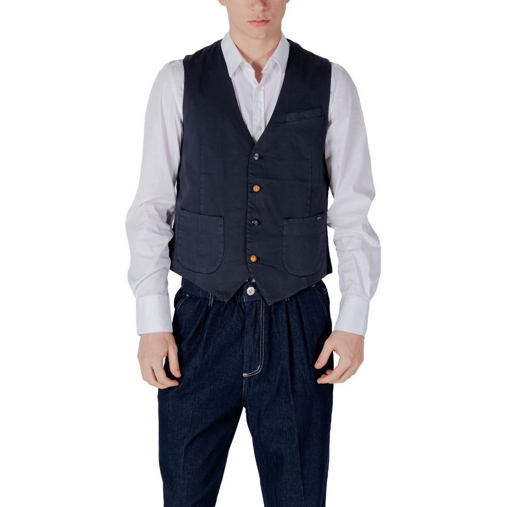 Blue Cotton Waistcoat - ventzia