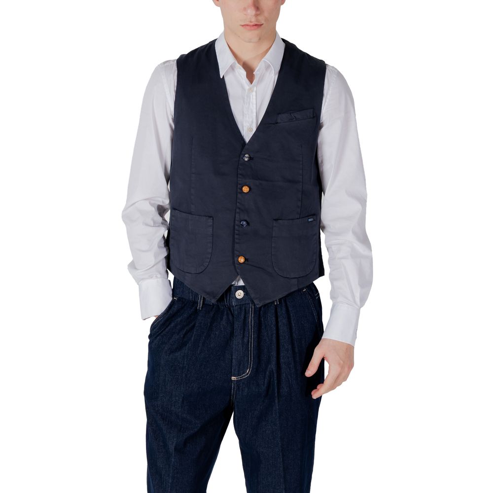 Blue Cotton Waistcoat - ventzia