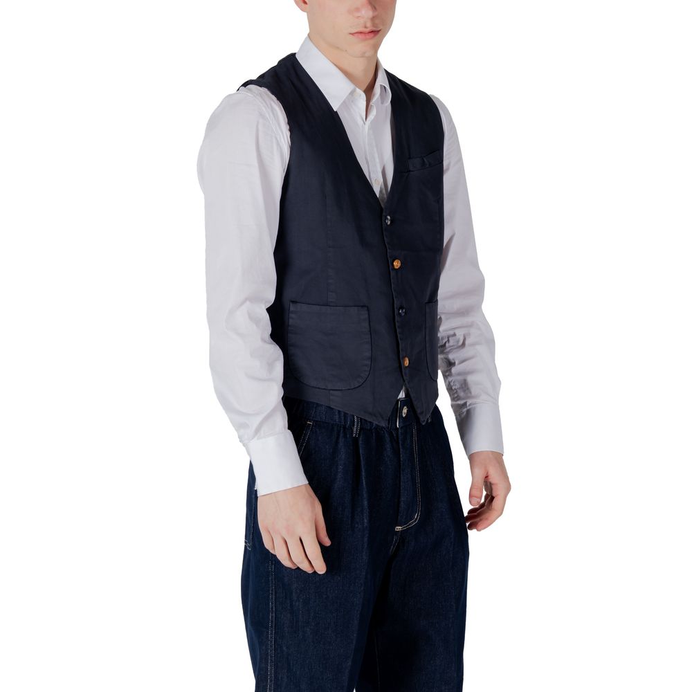 Blue Cotton Waistcoat - ventzia