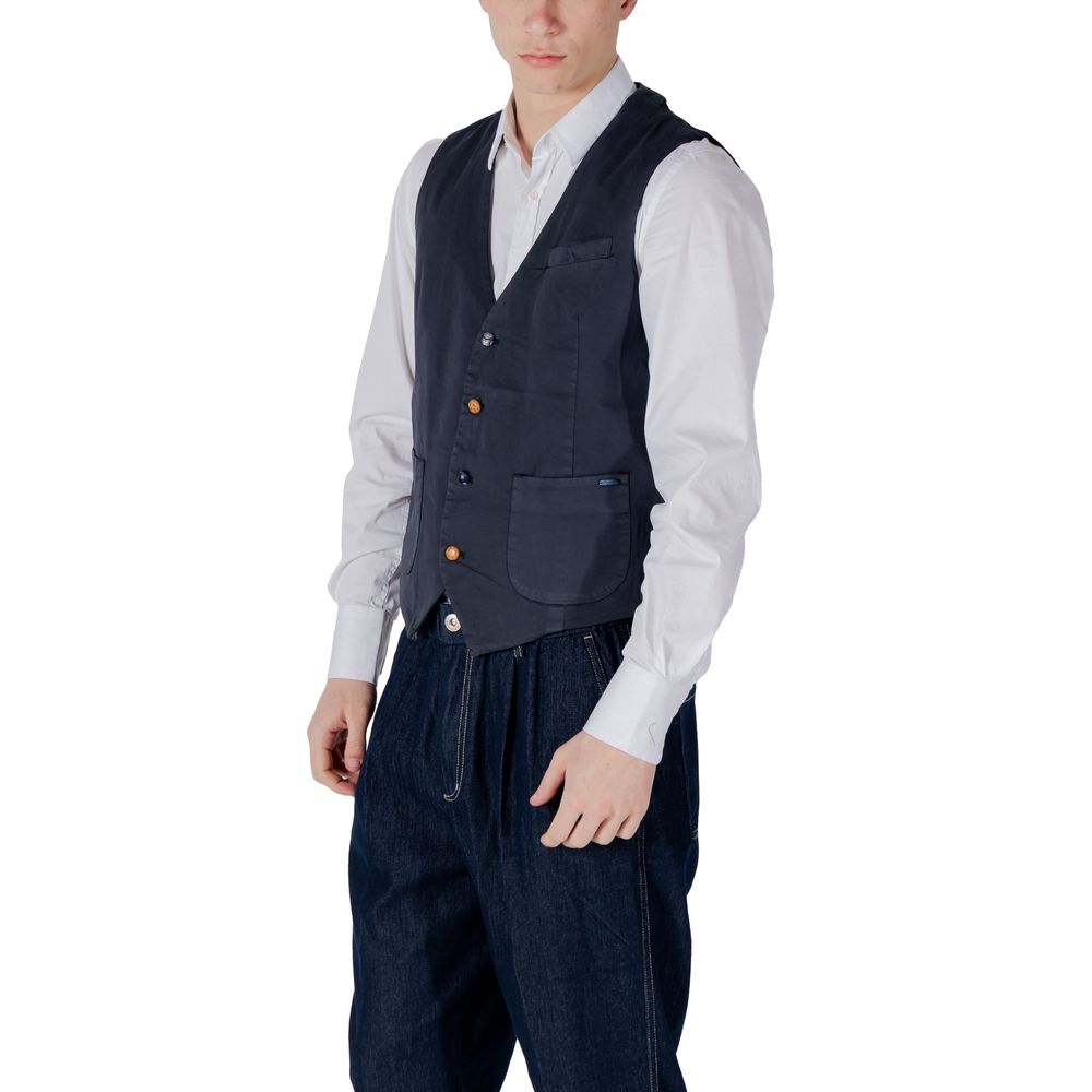 Blue Cotton Waistcoat - ventzia