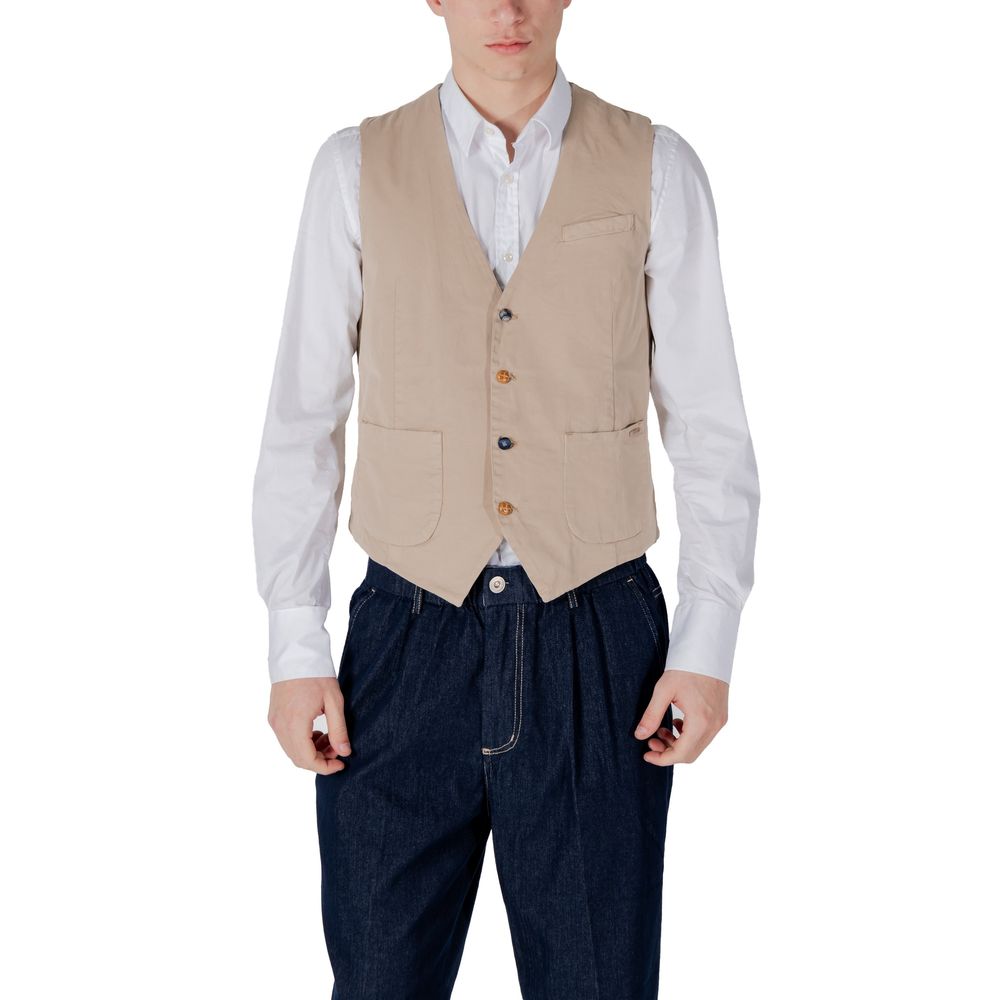 Beige Cotton Waistcoat - ventzia