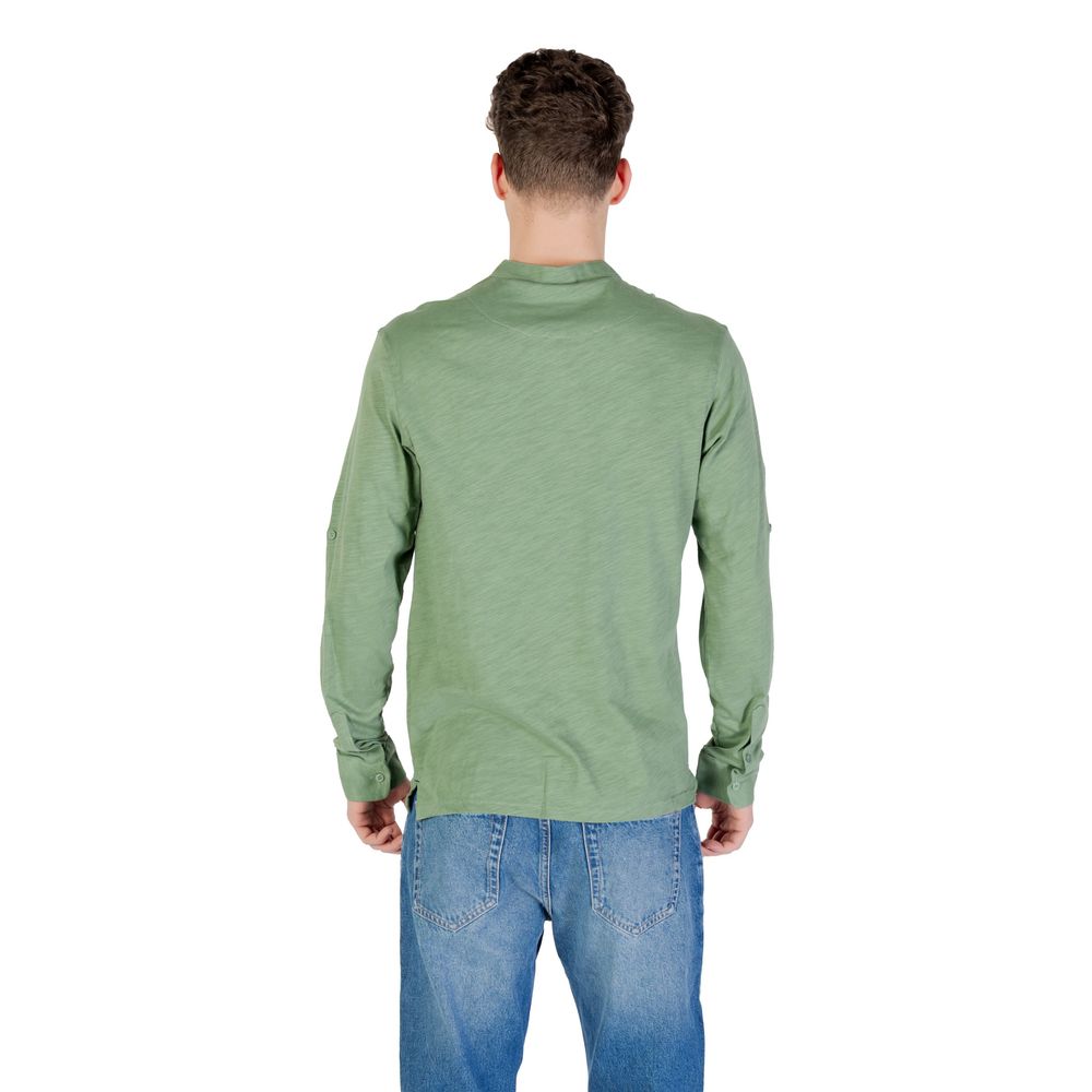 Bicolor Cotton Long Sleeve T-Shirt - ventzia