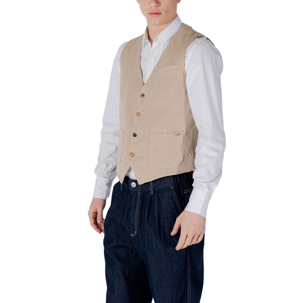 Beige Cotton Waistcoat - ventzia