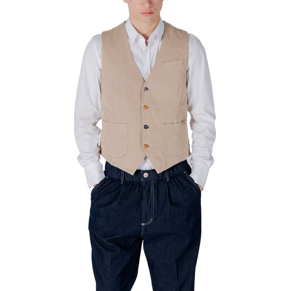 Beige Cotton Waistcoat - ventzia
