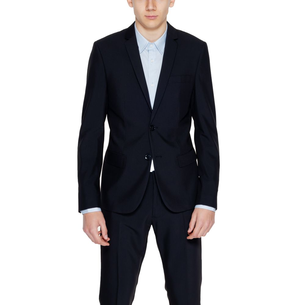 Black Polyester Blazer - ventzia