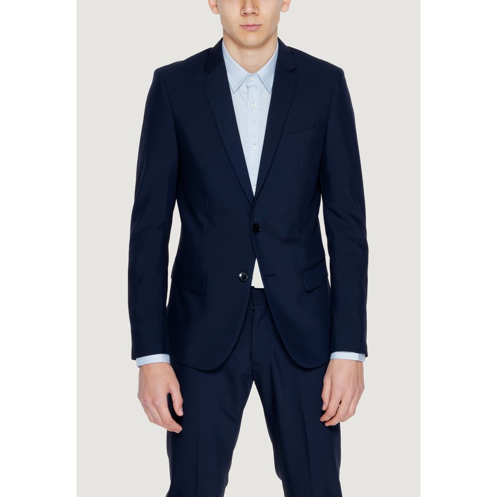 Blue Polyester Blazer - ventzia