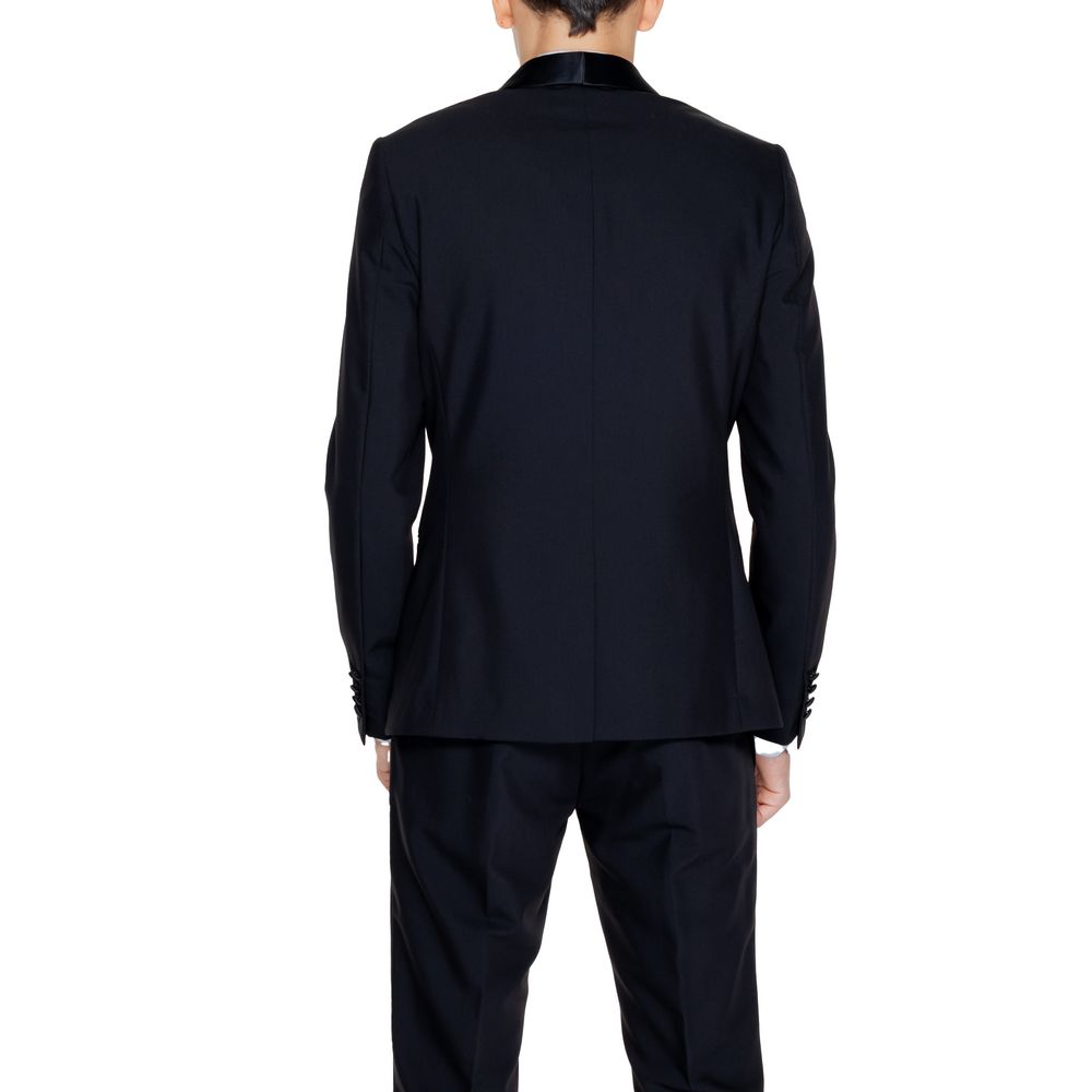 Black Polyester Blazer - ventzia
